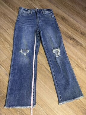 Women's juniors RFM Distressed Blue High-Rise Straight Jeans Size 5 27 NWOT